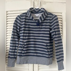 Nautica Women's Navy and Gray Striped Cowl Neck Sweatshirt